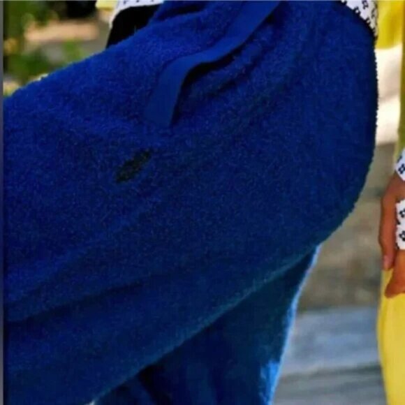 NWT Free People Movement Cuddle Up Fleece Tie Waist Oversize Blue Pants - Picture 6 of 8